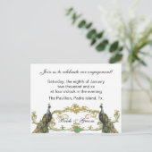 Uitnodiging voor Peacock & Gold Engagement Party (Staand voorkant)