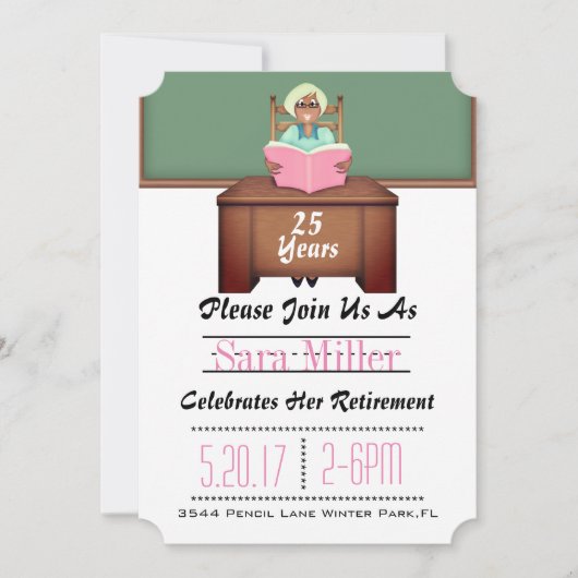 Uitnodiging voor pensionering leerkracht (Voorkant)