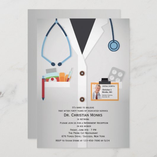 Uitnodiging voor pensionering van medisch personee (Voorkant / Achterkant)