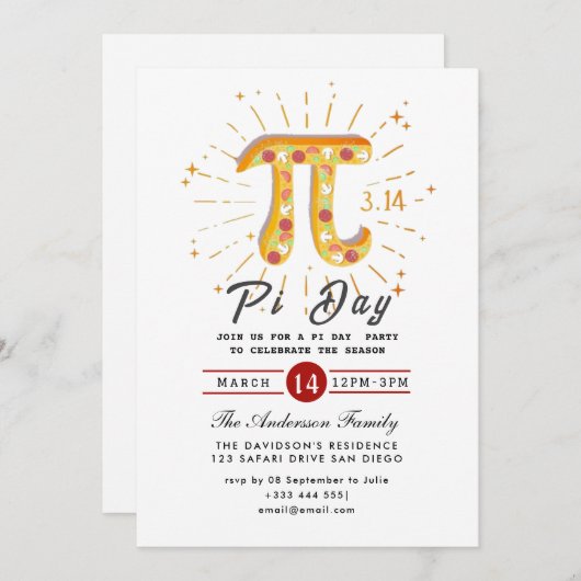 Uitnodiging voor Pi Day Holiday Party (Voorkant / Achterkant)