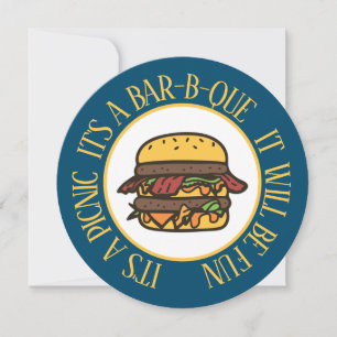 Uitnodiging voor picknick/barbecue hamburger rond