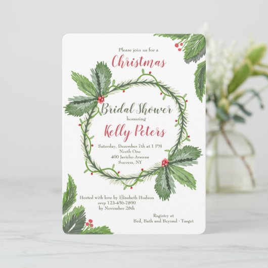 Uitnodiging voor Pine and Berries (Staand voorkant)