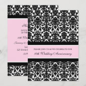 Uitnodiging voor Pink Damask 10-jarig jubileumfees (Voorkant / Achterkant)