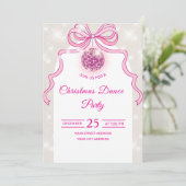 Uitnodiging voor Pink Disco Sparkle Meiden Kerstfe (Staand voorkant)