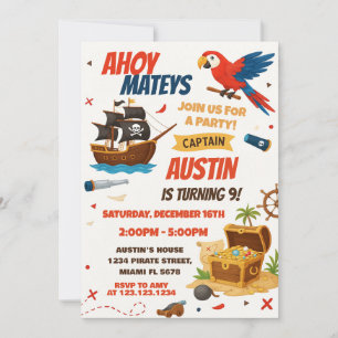 Uitnodiging voor Pirate Birthday Party