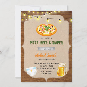 Uitnodiging voor pizza bier luier shower