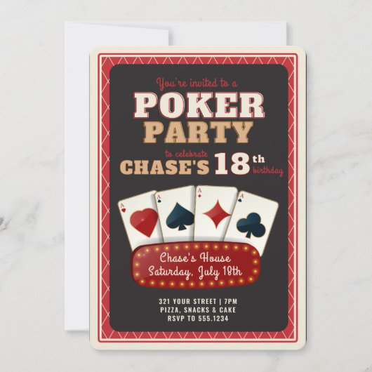 Uitnodiging voor pokerfeestje (Voorkant)