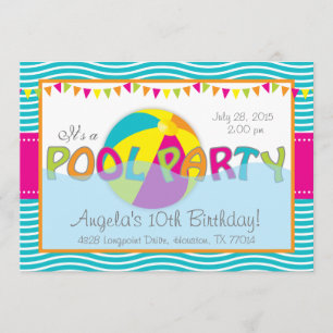Uitnodiging voor Pool Party Verjaardagsmeisje
