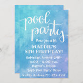 Uitnodiging voor poolpartijen | Pool Party Birthda (Voorkant / Achterkant)