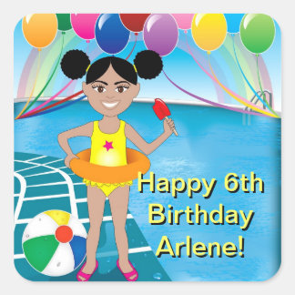 Uitnodiging voor poolpartijen vierkante sticker