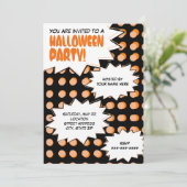 Uitnodiging voor pop Art Halloween-partij (Staand voorkant)