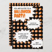 Uitnodiging voor pop Art Halloween-partij (Voorkant / Achterkant)