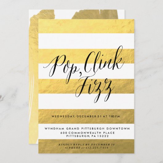 Uitnodiging voor POP FIZZ CLINK feestelijke feest (Voorkant / Achterkant)
