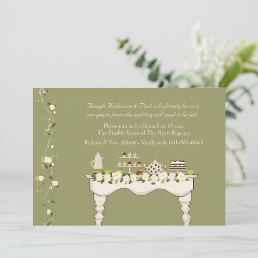 Uitnodiging voor postbruiloft Brunch (klik op kleu (Staand voorkant)