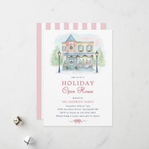 Uitnodiging voor Preppy Watercolor Holiday Open Ho