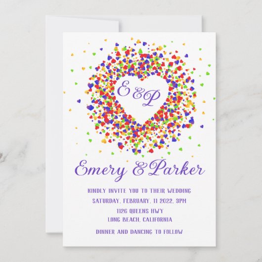 uitnodiging voor Pride Heart Wreath Wedding (Voorkant)