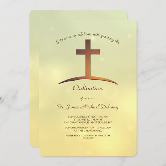 Uitnodiging voor priesterwijding Heilige Kruis (Voorkant / Achterkant)