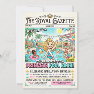 Uitnodiging voor Princess Pool REDACTIE-feest