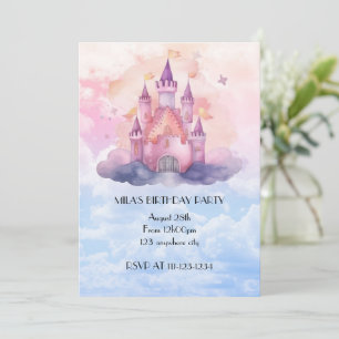 uitnodiging voor prinsessen kasteel meisje verjaar