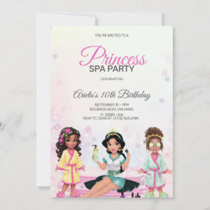 Uitnodiging voor prinsessen spa feest verjaardag