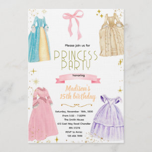 Uitnodiging voor prinsessenjurken verjaardag