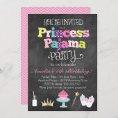 Uitnodiging voor prinsessenpyjamafeest met schoolb (Voorkant / Achterkant)