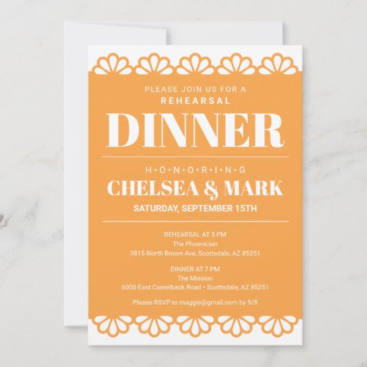 Uitnodiging voor proefdiners in stijl van Papel Pi (Voorkant)