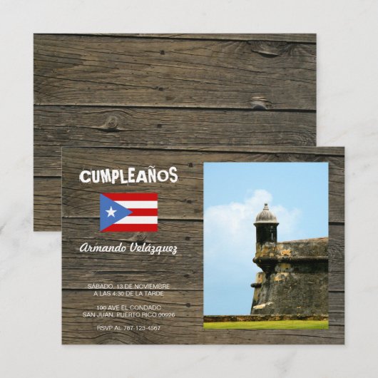 uitnodiging voor Puerto Rico (Voorkant / Achterkant)