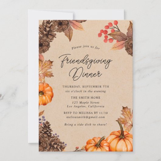 Uitnodiging voor Pumpkin Friendsgiving (Voorkant)