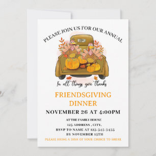 Uitnodiging voor Pumpkin Friendsgiving-dinerfeest