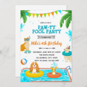 Uitnodiging voor puppy zwembadfeest (Voorkant / Achterkant)