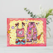 Uitnodiging voor pyjamafeestje (Staand voorkant)