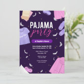 Uitnodiging voor pyjamafeestje voor meisjes (Staand voorkant)