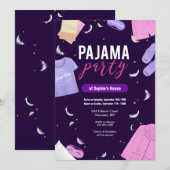 Uitnodiging voor pyjamafeestje voor meisjes (Voorkant / Achterkant)