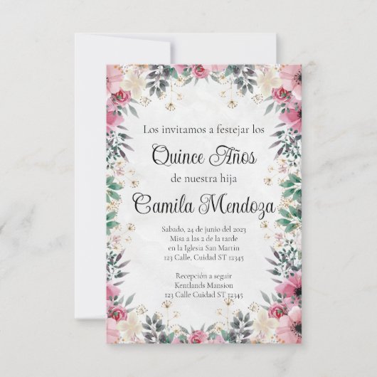 Uitnodiging voor Quinceañera/Huwelijk/Uitnodiging (Voorkant)