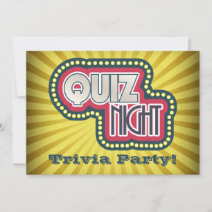 Uitnodiging voor Quiz Night Trivia Feest