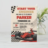 Uitnodiging voor Race Day Birthday (Staand voorkant)