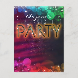 Uitnodiging voor Rainbow Lights Sparkle Dance Club Briefkaart
