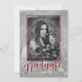 Uitnodiging voor Red Single Photo Script-Afstudere (Achterkant)