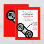 Uitnodiging voor Red Video Gaming Party (Voorkant / Achterkant)
