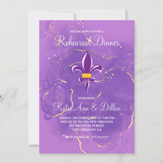 Uitnodiging voor repetitie-diner in New Orleans (Voorkant)