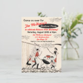 Uitnodiging voor Retro Barbecue Party (Staand voorkant)