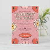 Uitnodiging voor Retro Rood Valentijnsfeestje (Staand voorkant)