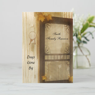 Uitnodiging voor reünie over  scherm van deur