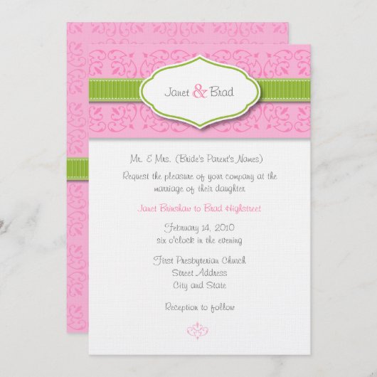 Uitnodiging voor ribbon en zegelhuwelijk (Voorkant / Achterkant)