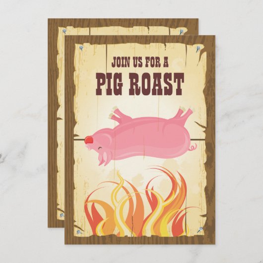 Uitnodiging voor roast party pig (Voorkant / Achterkant)