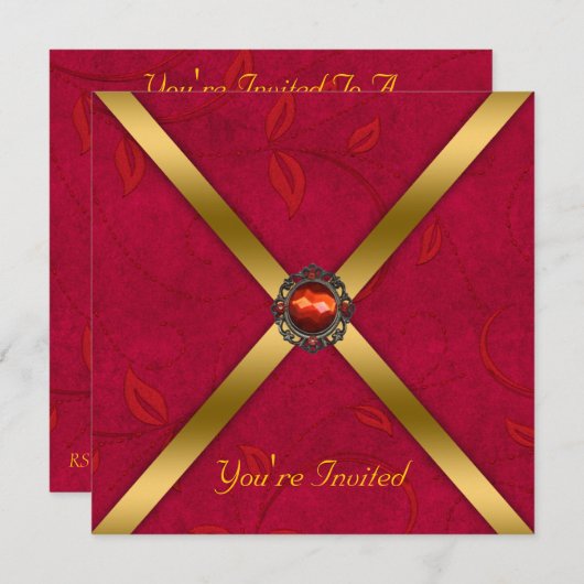 Uitnodiging voor Robijn Rood Feest (Voorkant / Achterkant)