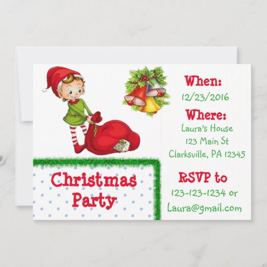 Uitnodiging voor Rode en Groene Kerstmis (Voorkant)