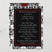 Uitnodiging voor rode en zwarte Damask (Voorkant / Achterkant)