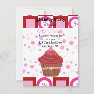 Uitnodiging voor Rode Fluwelen Cupcake